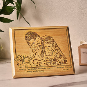 Personalized Photo Wooden Frame Creative Engraved Desktop Decoration Memorial Gifts for Mom - MadeMineAU
