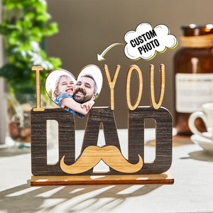 Custom Photo Wooden Plaque I LOVE YOU DAD Picture Decoration Gifts For Him - MadeMineAU
