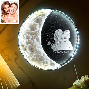 Personalized Photo Moon Lamp With Text DIY Clay Color Paint Night Light For Couples - MadeMineAU