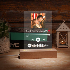 Custom Night Light - Spotify Code Music Plaque Glass (4.7in x 7.1in) Best Gift Choice Anniversary Gifts