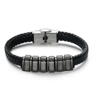 Men's Leather Bracelet Personalized Bracelet Name Bracelet 1-6 Charms