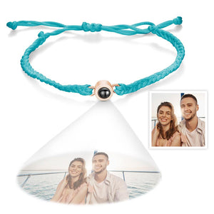 Personalized Photo Projection Couple Bracelet Braided Black Rope Bracelet Gift For Lovers