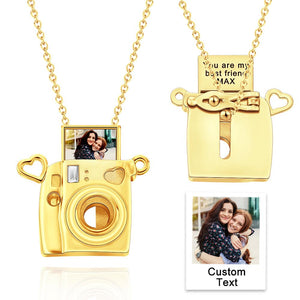 Custom Photo Engraved Necklace Camera Pendant Necklace Creative Gift for Friend - MadeMineAU