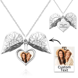 Custom Photo Engraved Necklace Sunflower Heart Pendant Necklace Gift for Women - MadeMineAU