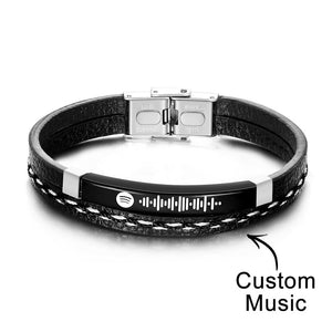 Scannable Spotify Code Custom Music Bracelet Leather Gifts - MadeMineAU