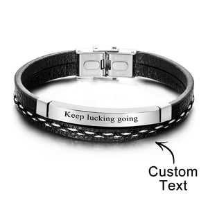 Custom Engraved Bracelet Creative Punk Leather Couples Gifts - MadeMineAU