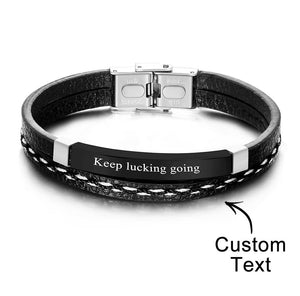 Custom Engraved Bracelet Creative Punk Leather Couples Gifts - MadeMineAU
