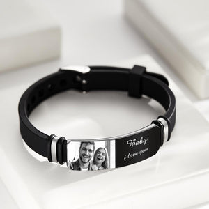 Custom Photo Engraved Bracelet Commemorate Men's Gifts - MadeMineAU