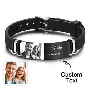 Custom Photo Engraved Bracelet Commemorate Men's Gifts - MadeMineAU