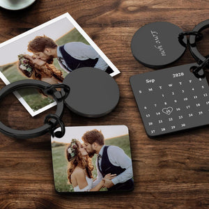 Custom Photo Keychain Engraved Calendar Keychain Gifts - Rose Gold