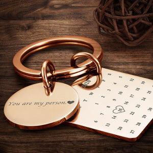 Custom Photo Keychain Engraved Calendar Keychain Gifts - Gold