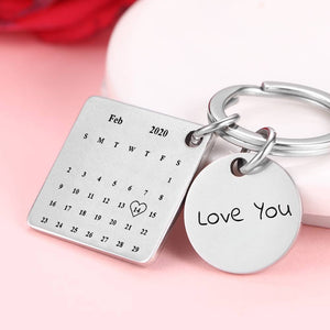 Custom Photo Engraved Calendar Keyring | Best Anniversary Gift For Lover