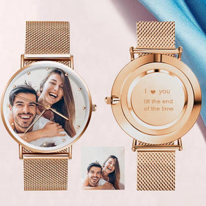 Unisex Engraved Rose Gold Photo Watch - photowatch