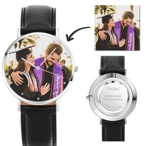 Photo Watch - Personalized Men's Engraved Watch Black Strap - MadeMineAU