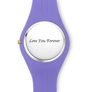 Women's  Silicone Engraved Photo Watch Women's Engraved Photo Watch  41mm  Purple Strap - MadeMineAU