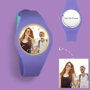 Women's  Silicone Engraved Photo Watch Women's Engraved Photo Watch  41mm  Purple Strap - MadeMineAU