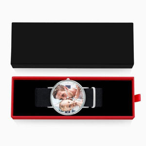Father's Birthday Gift - Personalized Engraved Watch, Custom Your Own Photo Watch With Black Strap - photowatch
