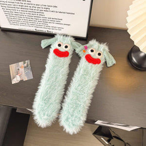 Ugly and Cute Plush Socks with Big Eyes Coral Fleece Home Winter Thickened Warm Socks - MadeMineAU