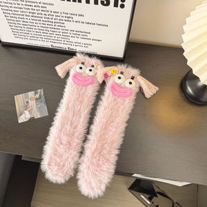 Ugly and Cute Plush Socks with Big Eyes Coral Fleece Home Winter Thickened Warm Socks - MadeMineAU