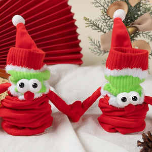 Funny Santa Claus Doll Women's Mid Tube Socks Magnetic Holding Hands Socks Christmas Gifts - MadeMineAU