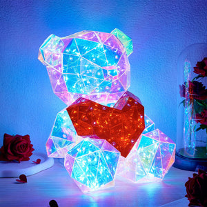 Galaxy Led Bear Holographic Iridescent Lights Glowing Galaxy Bear Valentine's Day Gift - MadeMineAU