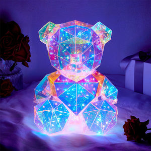 Galaxy Led Bear Holographic Iridescent Lights Glowing Galaxy Bear Valentine's Day Gift - MadeMineAU