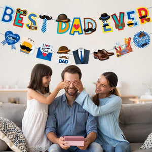 Best Dad Ever Banner Fathers Day Party Decoration Supplies - MadeMineAU