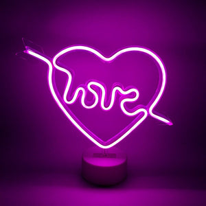 Neon Heart Light LED Neon Signs Night Light Room Decor Valentine's Day Gifts
