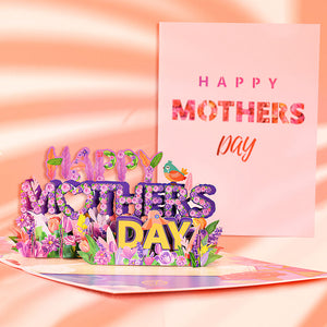 Mother's Day Card Happy Mother's Day Purple Flowers 3D Pop Up Greeting Card for Her