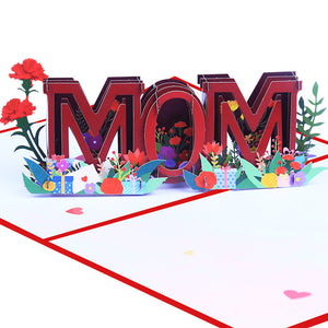 Mother's Day 3D Three-dimensional Greeting Card Hollow MOM Greeting Card Holiday Blessing Folding Paper Carving Card