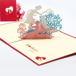 Mother's Day Three-dimensional Greeting Card Handmade Birthday Greeting Card Red Hollow Paper Carving Card