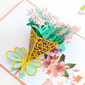 Mother's Day Creative Greeting Card Folding Bouquet Three-dimensional Greeting Card 3d Handmade Blessing Card