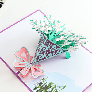 Mother's Day Creative Greeting Card Folding Bouquet Three-dimensional Greeting Card 3d Handmade Blessing Card