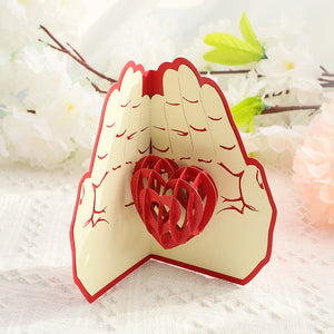Mother's Day Three-dimensional Greeting Card 3d Folding Blessing Card Love In The Palm Message Card