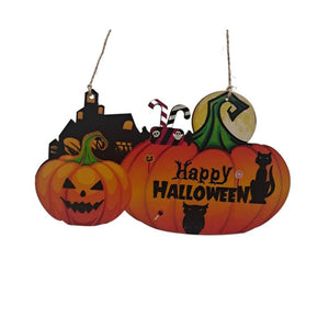 Halloween Wooden Ornaments Pumpkin Ghost Pendants Party Decoration For Home Door Hanging