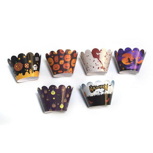 Halloween Cupcake Surround Cards Cake Cup Decoration Cards 6Pcs