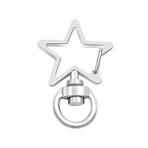 Star-Shaped Swivel Snap Hook Keychain Metal Spring Snap Key Ring Silver