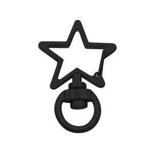 Star-Shaped Swivel Snap Hook Keychain Metal Spring Snap Key Ring Black
