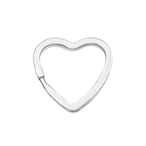 Heart-Shape Flat Key Ring Metal Split Parting Key Ring Silver