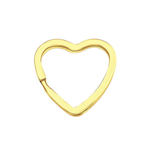 Heart-Shape Flat Key Ring Metal Split Parting Key Ring Gold
