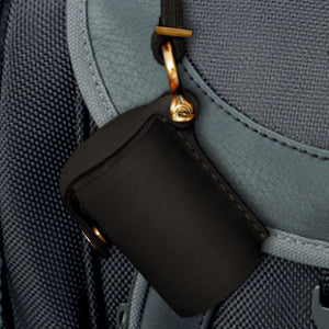 Leather Film Bottle Case For Camera Roll Keychain - Black