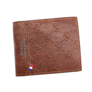 Men's Short Leather Bifold Wallet Business Casual Embossed Wallet Father's Day Gifts - MadeMineAU