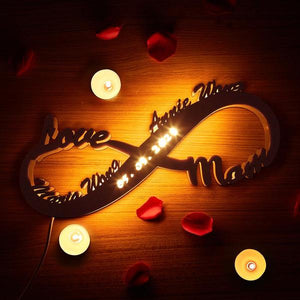 Infinity Symbol Engraved Wood Nightlight Custom Couples Names Love Mom Gift For Mother