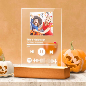 Custom Night Light - Spotify Code Music Plaque Glass Best Gift For Halloween(4.7in x 7.1in)
