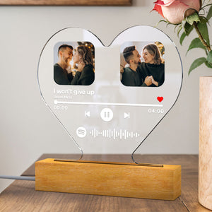 Anniversary Gifts Cutsom Spotify Photo Engraved Night Light Gifts For Girlfriend