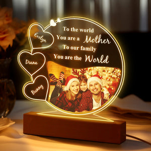 Custom Photo and Names Acrylic Plaque Lamp Gifts for Mom - auphotomugs