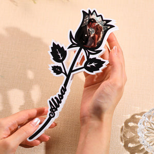 Custom Photo Engraved Night Light Romantic Rose Commemorate Couple Gift - MadeMineAU