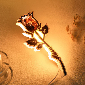 Custom Photo Engraved Night Light Romantic Rose Commemorate Couple Gift - MadeMineAU