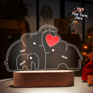 Personalized Names Elephant Family Acrylic Lamp Custom Night Light Best Christmas Gift - MadeMineAU