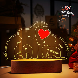 Personalized Names Elephant Family Acrylic Lamp Custom Night Light Best Christmas Gift - MadeMineAU